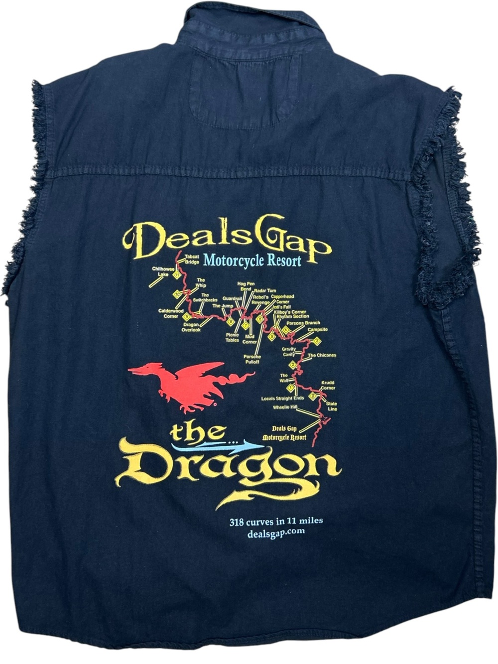 Deals Gap 90's Motorcycle Resort Graphic Shirt 3XL Sleeveless The Dragon Biker